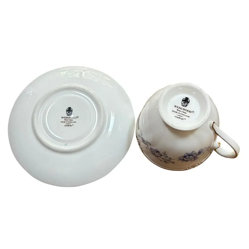 Wedgwood Ashbury footed cup & saucer set porcelain teacup England Porcelain